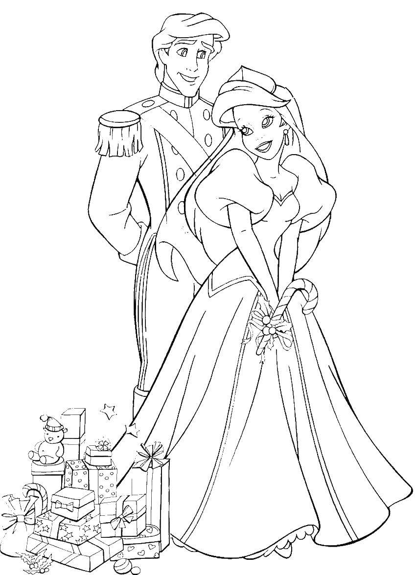 Coloring Ariel and Prince Eric. Category Princess. Tags:  Ariel, mermaid.