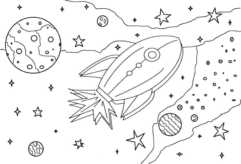 Coloring Rocket in space. Category rockets. Tags:  rocket, space.