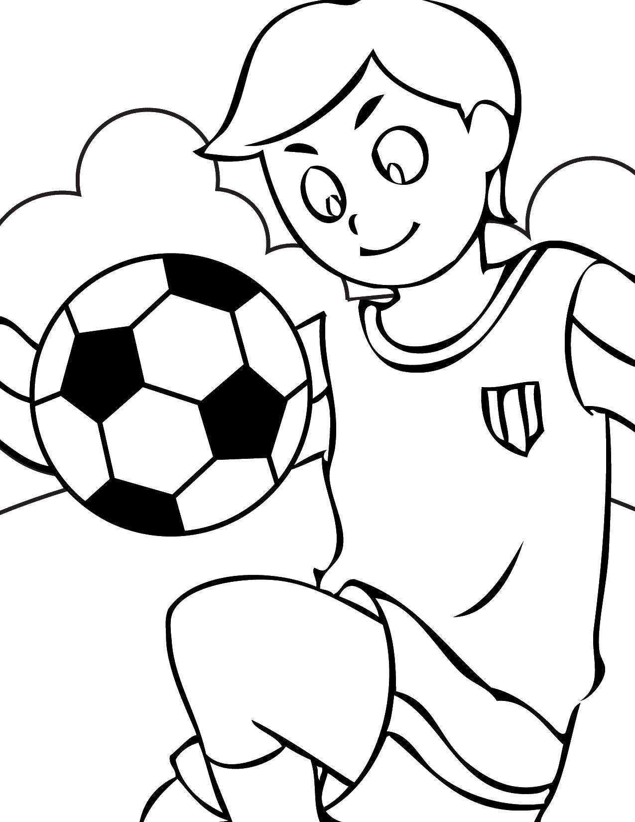 Название: Раскраска Мальчик с мячом. Категория: Спорт. Теги: футболист, спорт.