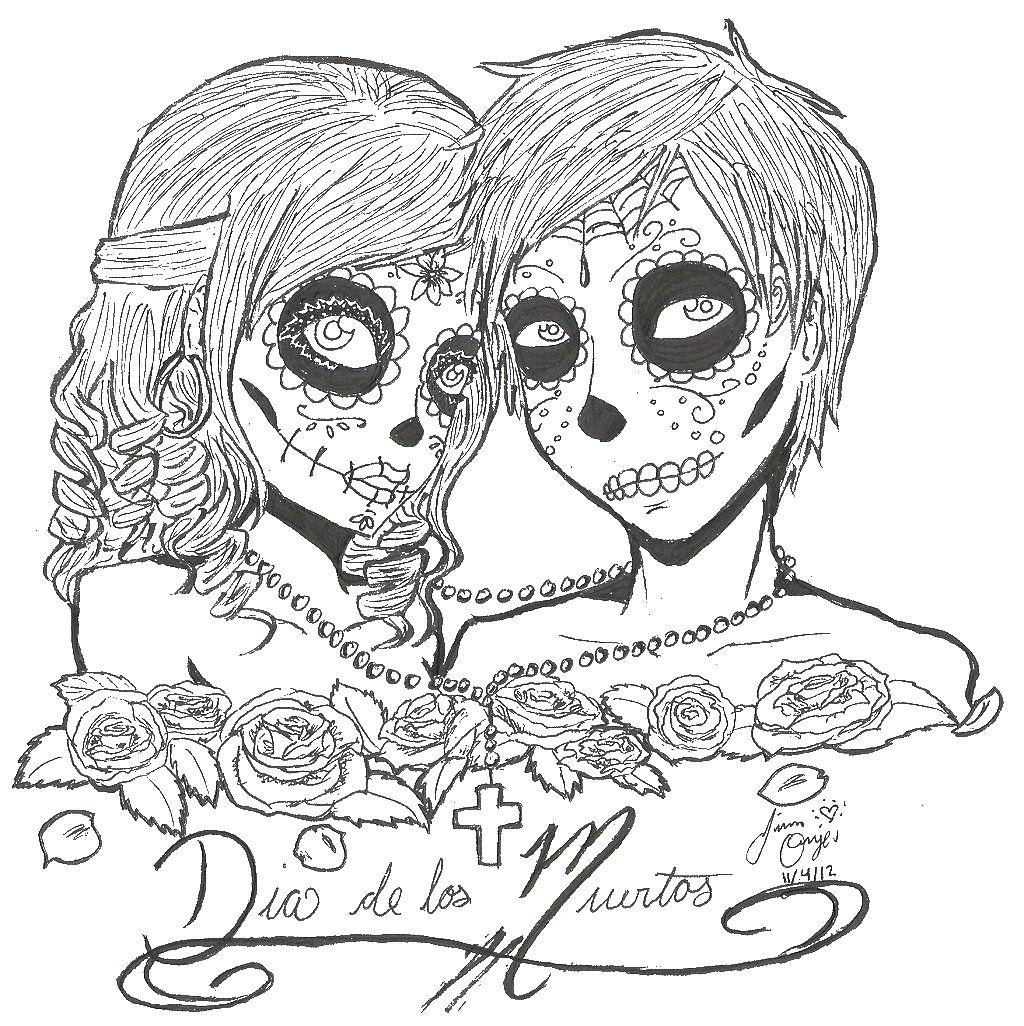 Coloring Mexican holiday day of the dead. Category Skull. Tags:  The day of the Dead, Mexican holiday.