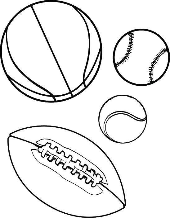 Название: Раскраска Мячи для спорта. Категория: Спорт. Теги: спорт, мячи.