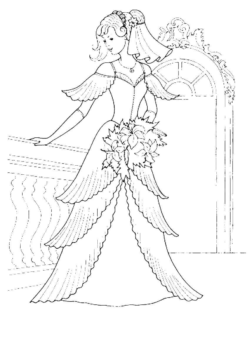 Coloring Princess with flowers. Category Princess. Tags:  Princess , beauty.