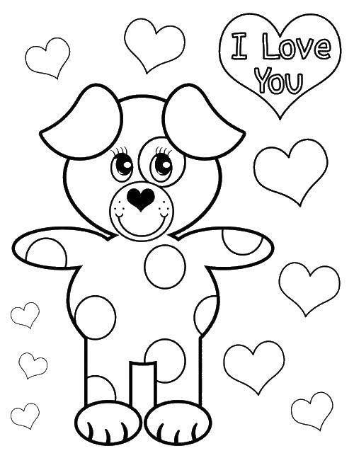 Coloring Dog with hearts. Category Pets allowed. Tags:  the dog.