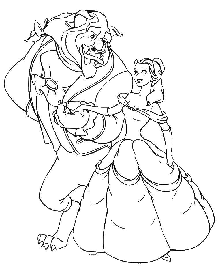 Coloring The beast and beauty. Category Princess. Tags:  beast, beauty.