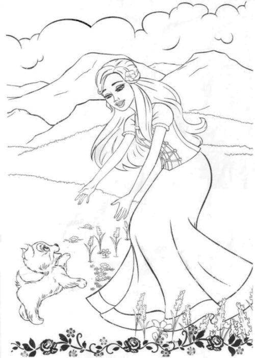 Coloring Girl with puppy. Category Pets allowed. Tags:  Animals, dog.