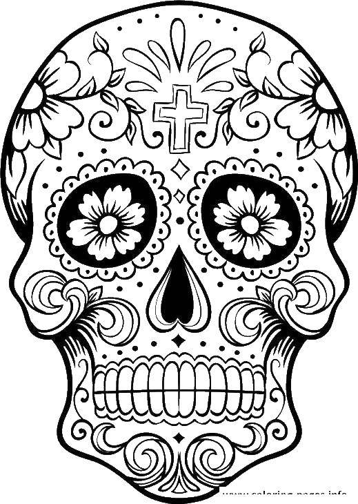 Название: Раскраска Мексиканский праздник день мёртвых. Категория: Череп. Теги: День Мёртвых, мексиканский праздник.