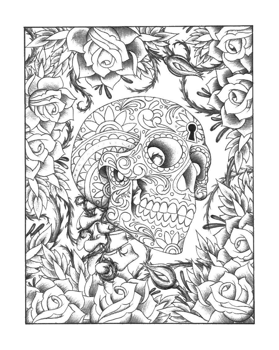 Название: Раскраска Мексиканский праздник день мёртвых. Категория: Череп. Теги: череп, черепашки ниндзя.