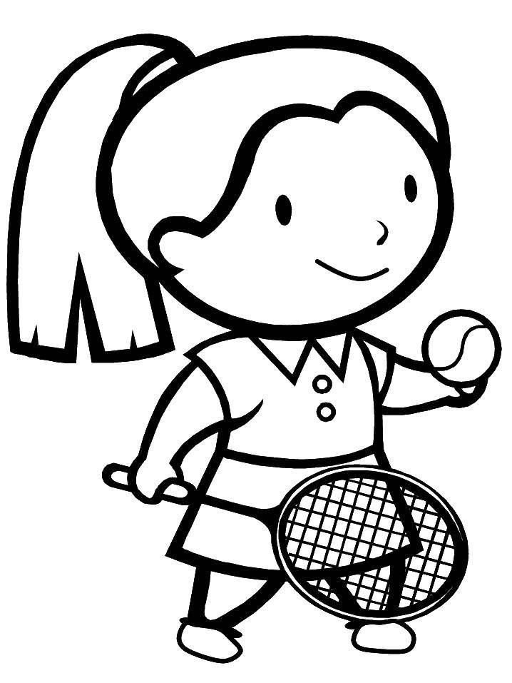 Название: Раскраска Теннисистка. Категория: Спорт. Теги: теннис, мяч.