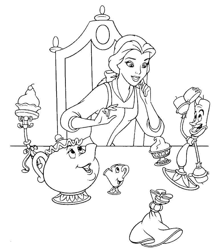 Coloring The beautiful bell at the table. Category Princess. Tags:  Bell, beautiful.