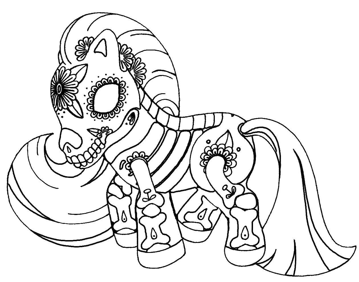 Название: Раскраска Пони из my little pony в узорах. Категория: узоры. Теги: Пони, My little pony .