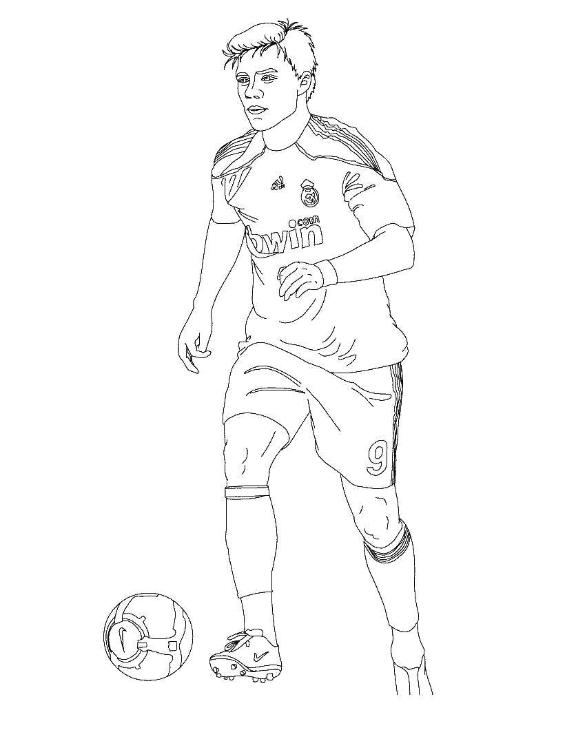 Coloring Football player with ball. Category Sports. Tags:  Sports, soccer, ball, game.