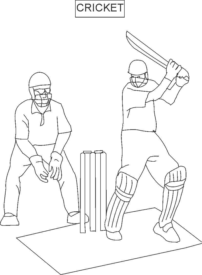 Название: Раскраска Крикет. Категория: Спорт. Теги: Спорт, крикет.