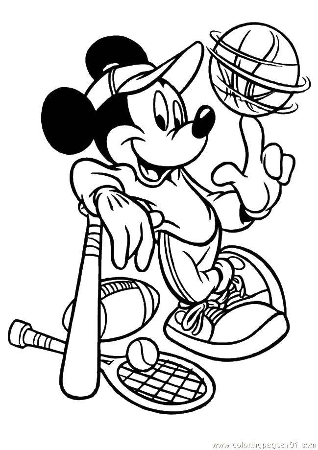 Coloring Mickey mouse playing baseball. Category Sports. Tags:  Mickymaus, .