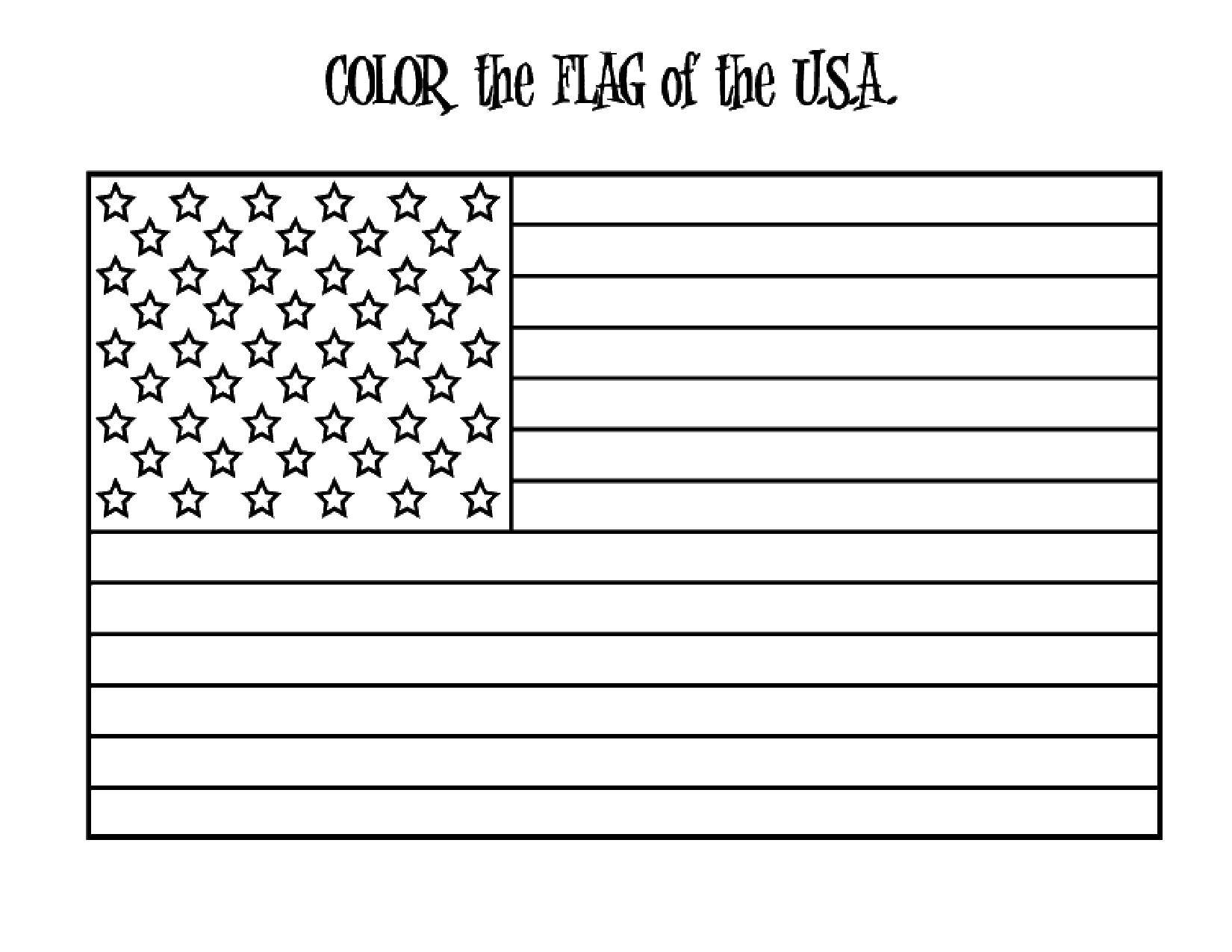 Название: Раскраска Флаг сша. Категория: США. Теги: США, флаг, Америка.