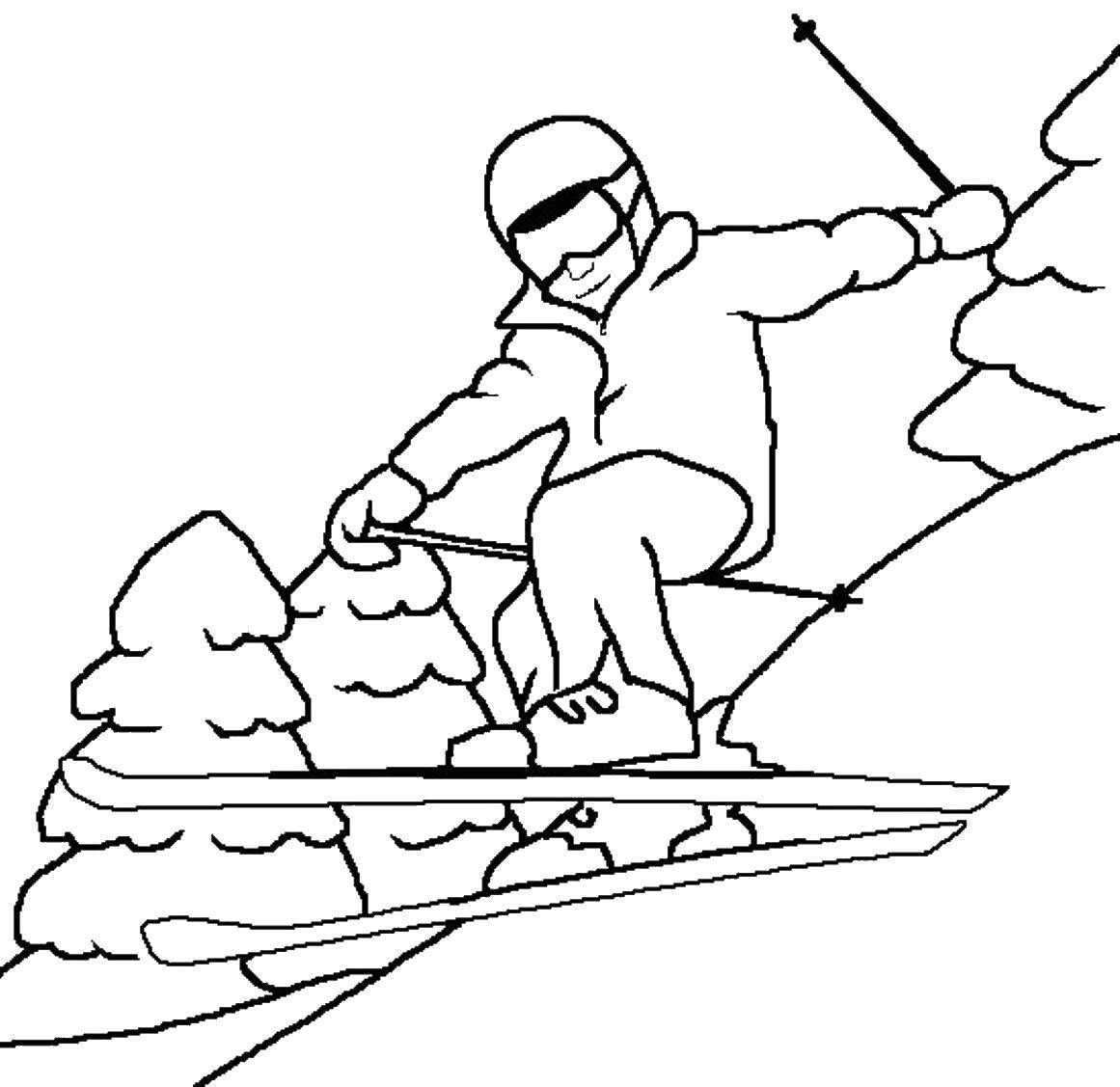 Coloring Skier skiing. Category Sports. Tags:  Sports, skiing.