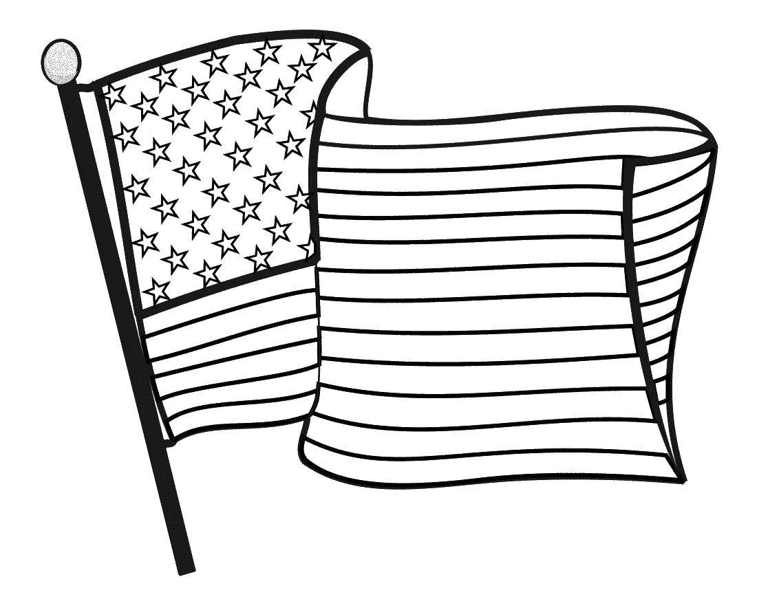 Название: Раскраска Развивающийся флаг сша. Категория: США. Теги: США, флаг, Америка.