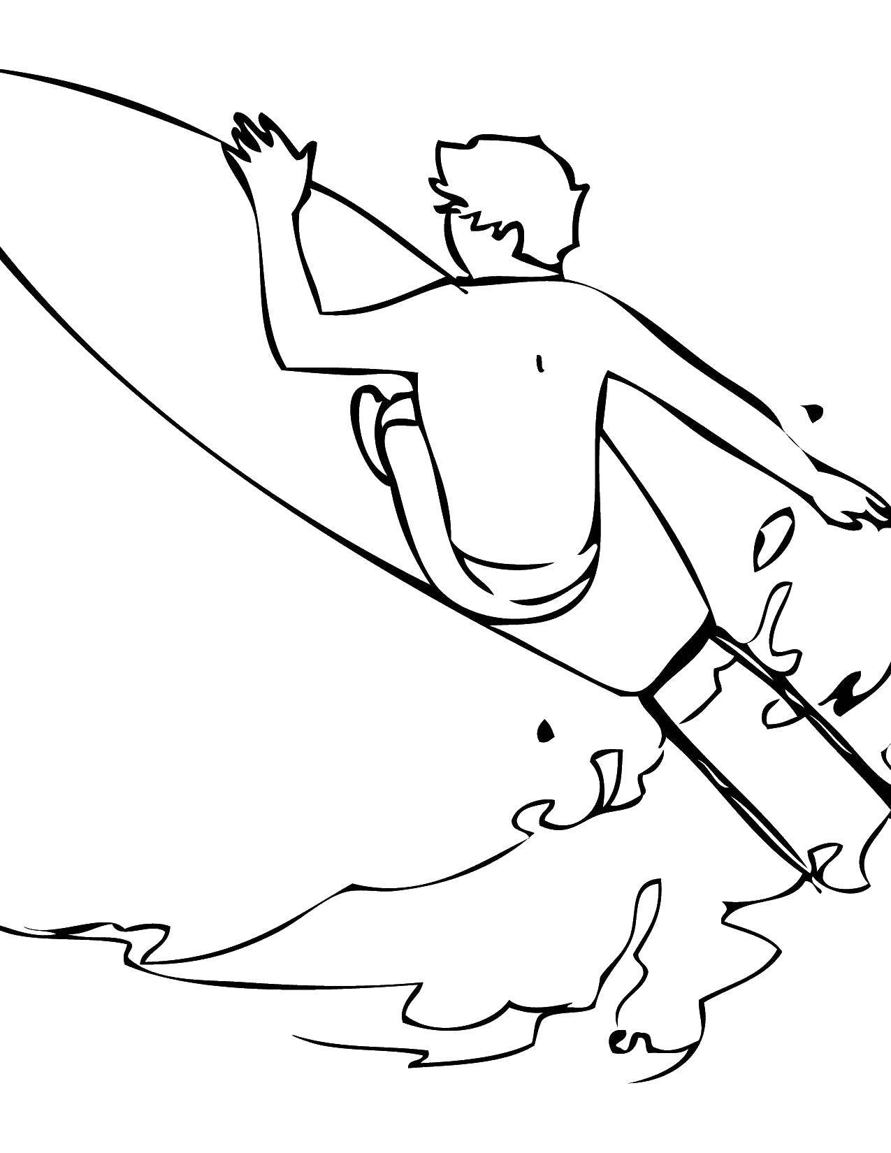 Название: Раскраска Сёрфинг. Категория: Спорт. Теги: Спорт, сёрфинг, вода.