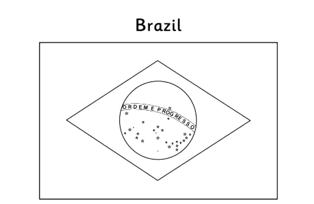 Название: Раскраска Флаг бразилии. Категория: Флаги. Теги: флаг. Бразилия.