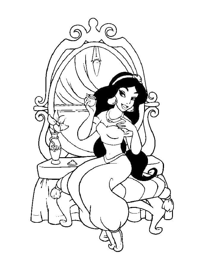 Coloring Princess Jasmine. Category Princess. Tags:  Jasmine, Princess.