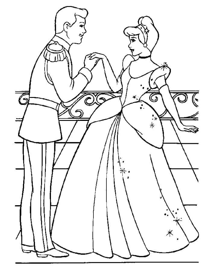 Coloring Cinderella and the Prince at the ball. Category Princess. Tags:  Cinderella.