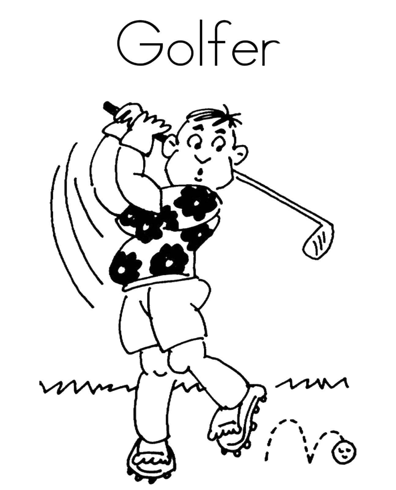 Coloring Golfer. Category Sports. Tags:  sports, Golf, golfer.