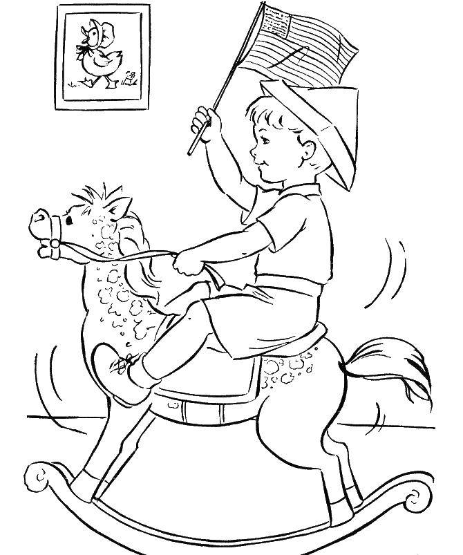Coloring The boy on the horse. Category children. Tags:  children, horse.