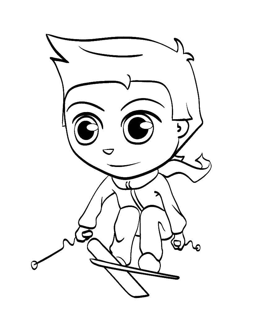 Coloring Boy on skis. Category sports. Tags:  sports, ski, skier.