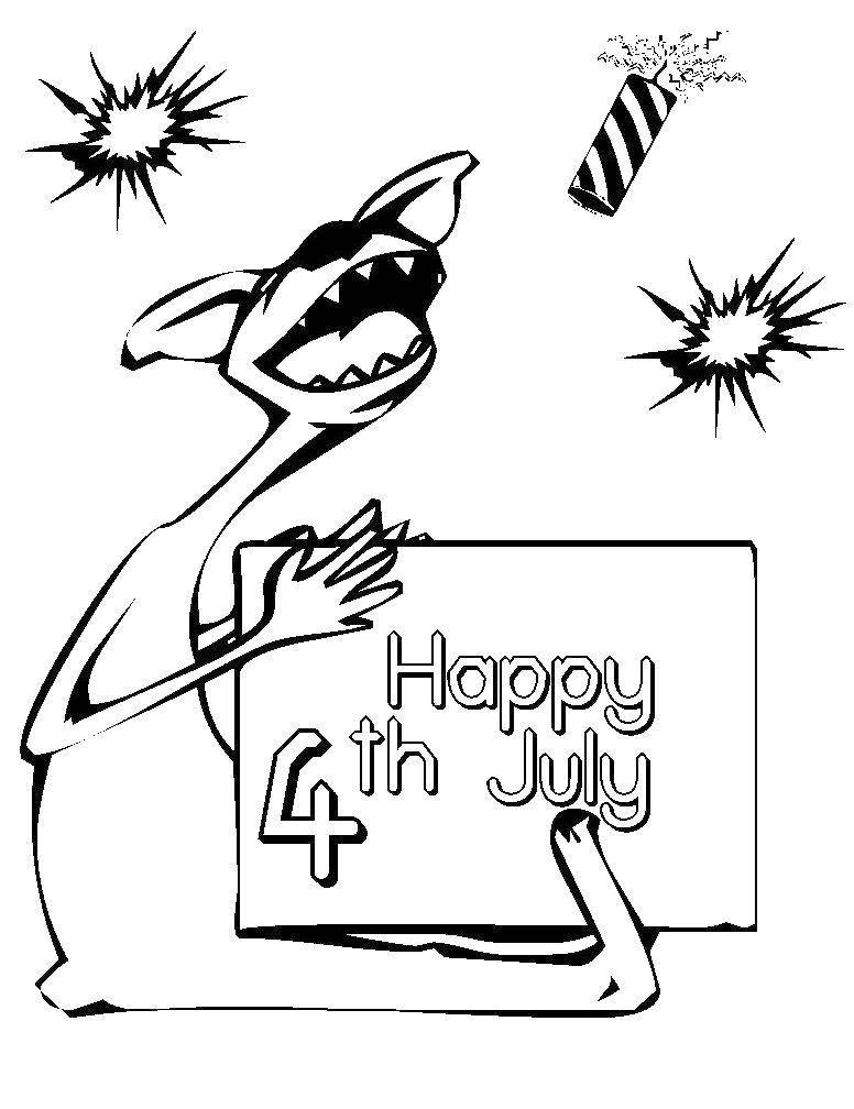 Название: Раскраска Поздравление с 4 июля. Категория: США. Теги: сша, праздник, 4 июля.