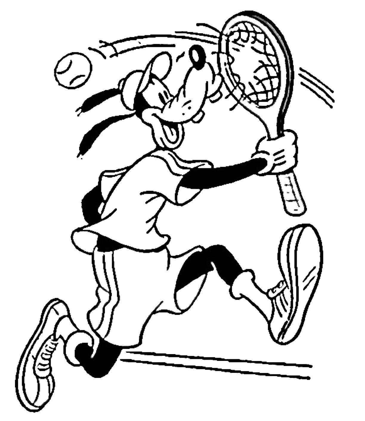 Название: Раскраска Теннис. Категория: Спорт. Теги: спорт, теннис, собака.