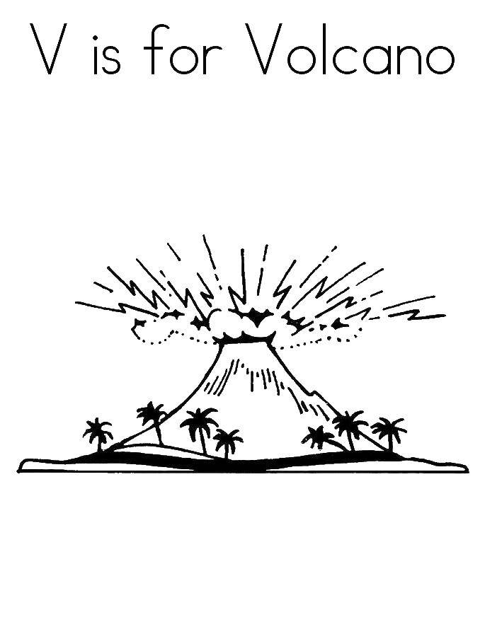 Название: Раскраска Вулкан. Категория: Вулкан. Теги: вулкан, извержение.