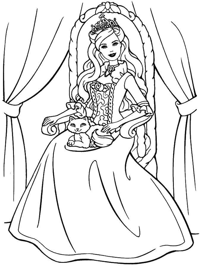 Coloring Barbie and kitty. Category Princess. Tags:  Barbie .