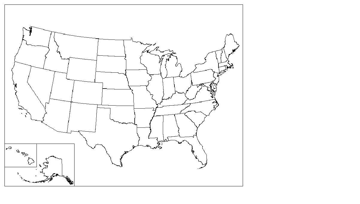 Название: Раскраска Карта америки со штатами. Категория: США. Теги: Карта, америка.