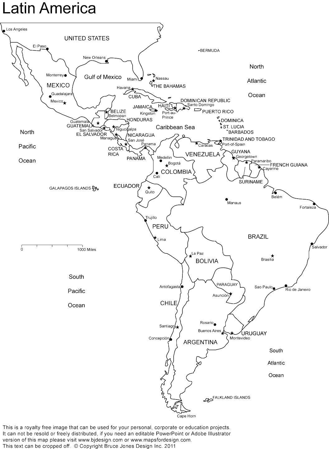 Название: Раскраска Латинская америка. Категория: Карты. Теги: Карта, мир.