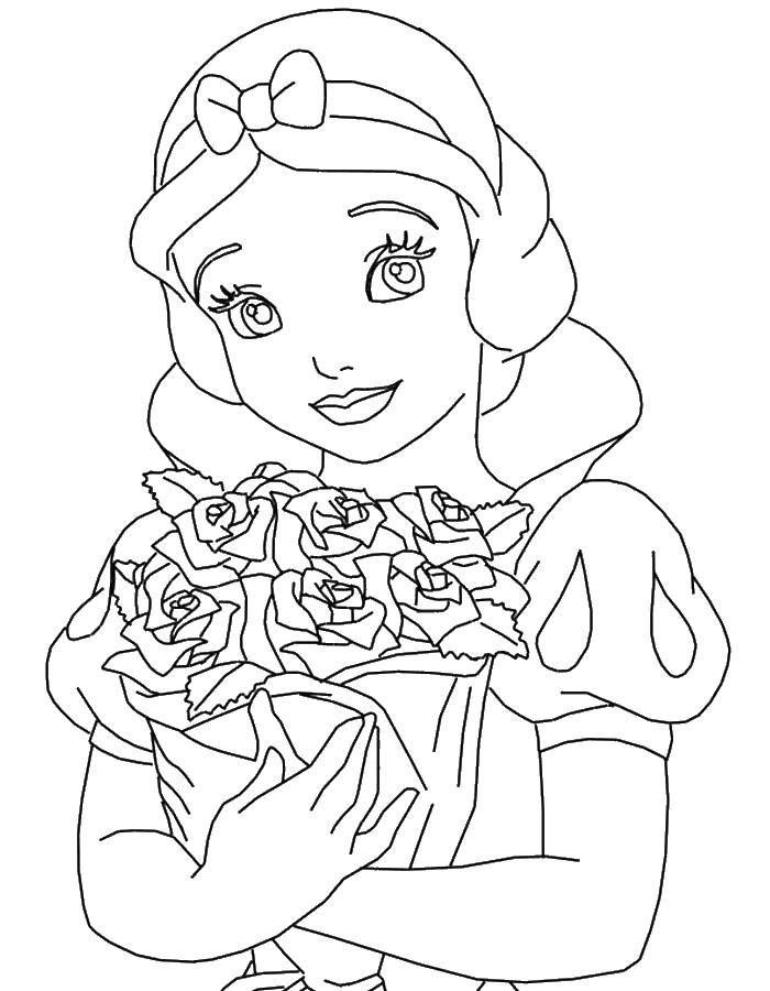 Coloring Snow white with flowers. Category Princess. Tags:  Snow white.