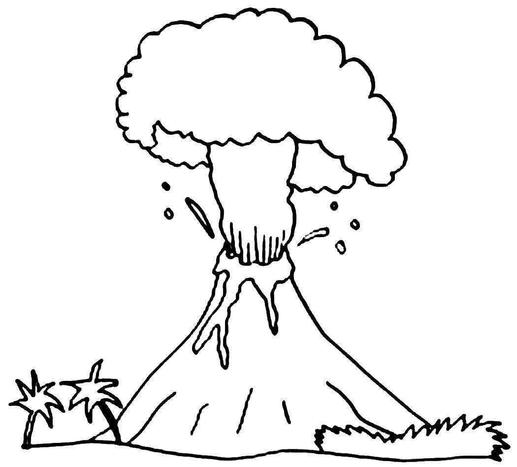 Название: Раскраска Извержение вулкана. Категория: Вулкан. Теги: гора.