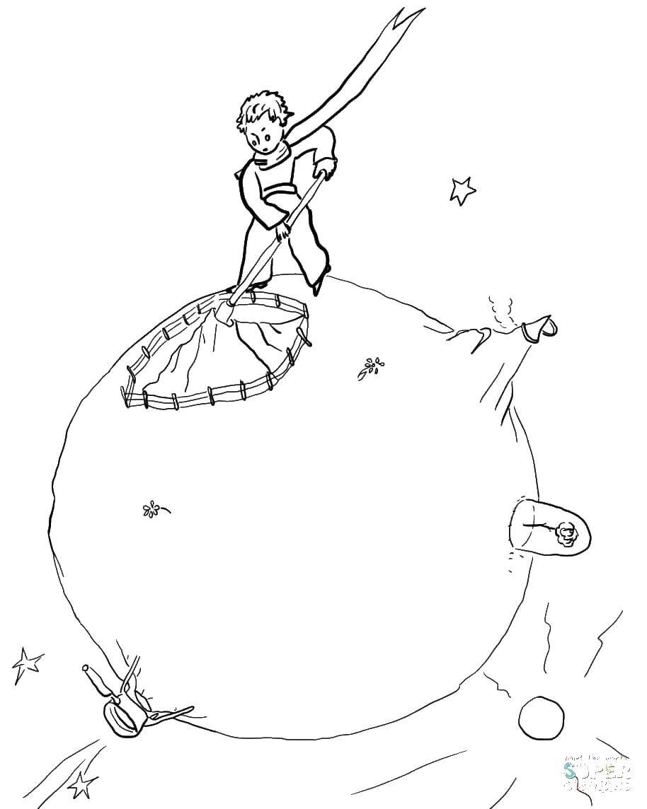 Coloring The little Prince. Category Fairy tales. Tags:  fairy tales , the little Prince, planet.