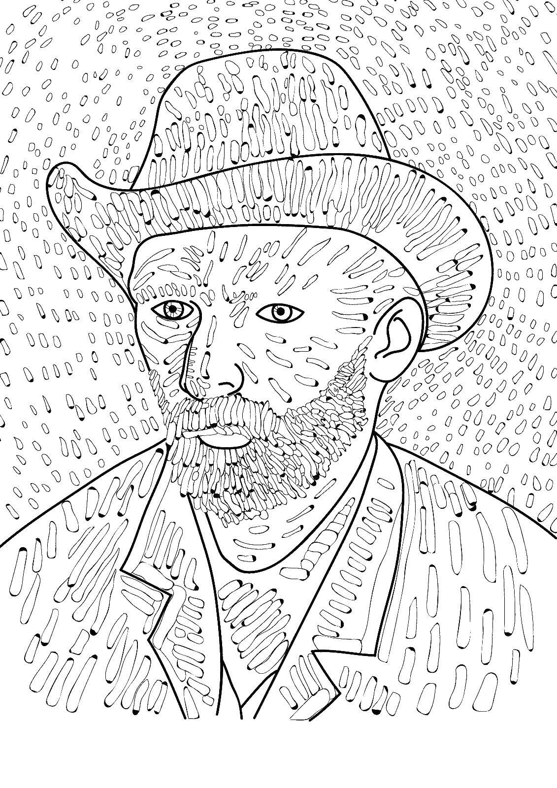 Coloring Figure by van Gogh. Category coloring. Tags:  drawing.