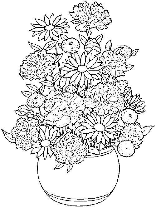 Coloring A bouquet of flowers in a vase. Category Vase. Tags:  bouquet of flowers, vase.