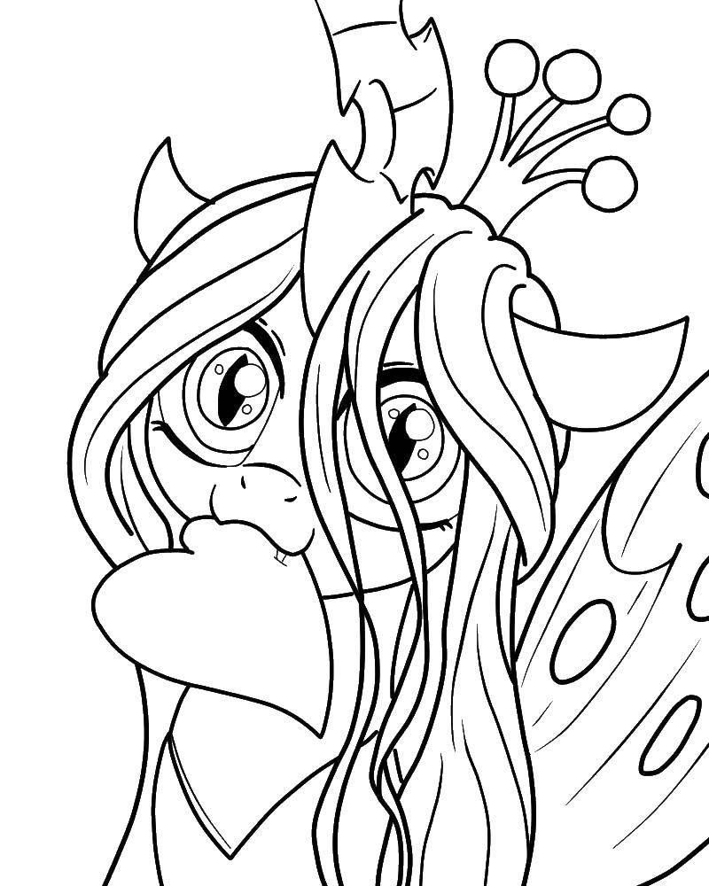 Coloring Queen chrysalis. Category cartoons. Tags:  ponies.