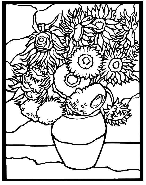 Coloring A beautiful bouquet of flowers. Category coloring. Tags:  Flowers, bouquet, vase.
