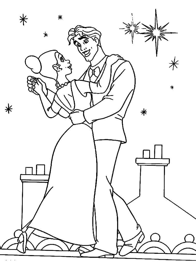 Coloring Guy and girl dancing. Category Princess. Tags:  Princess.