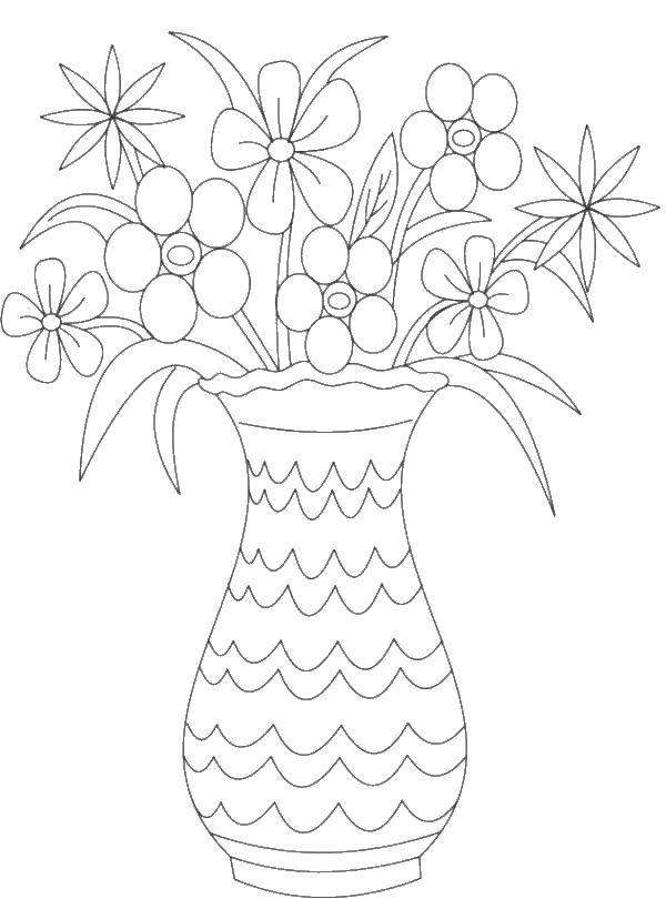 Название: Раскраска Цветы в вазе. Категория: Ваза. Теги: ваза, цветы.