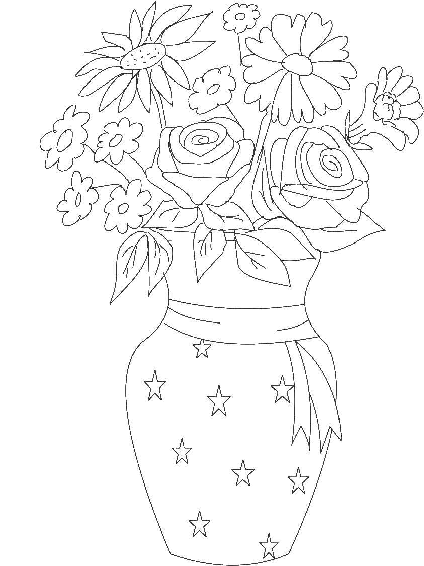 Coloring Vase with flowers. Category Vase. Tags:  vase, flowers.