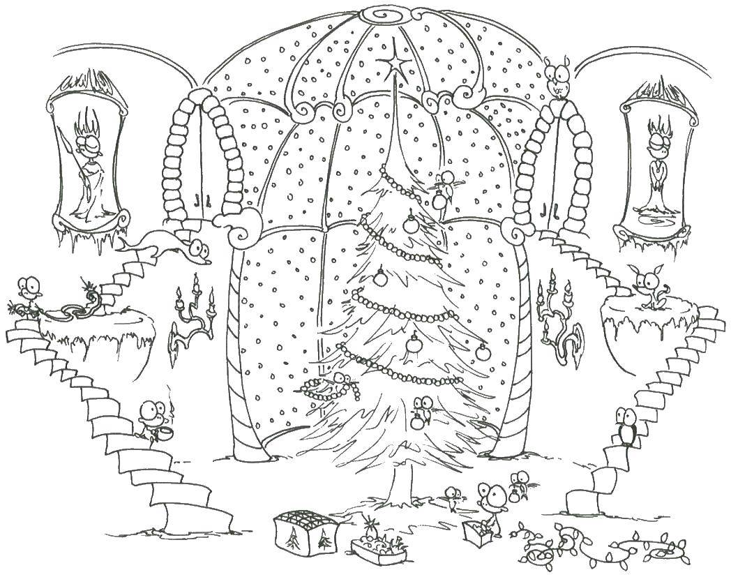 Название: Раскраска Новый год. Категория: новый год. Теги: новый год, рождество, елка.