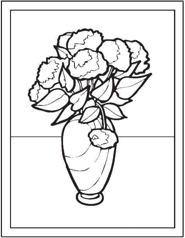 Название: Раскраска Пионы в вазе. Категория: Ваза. Теги: Цветы, букет, ваза.