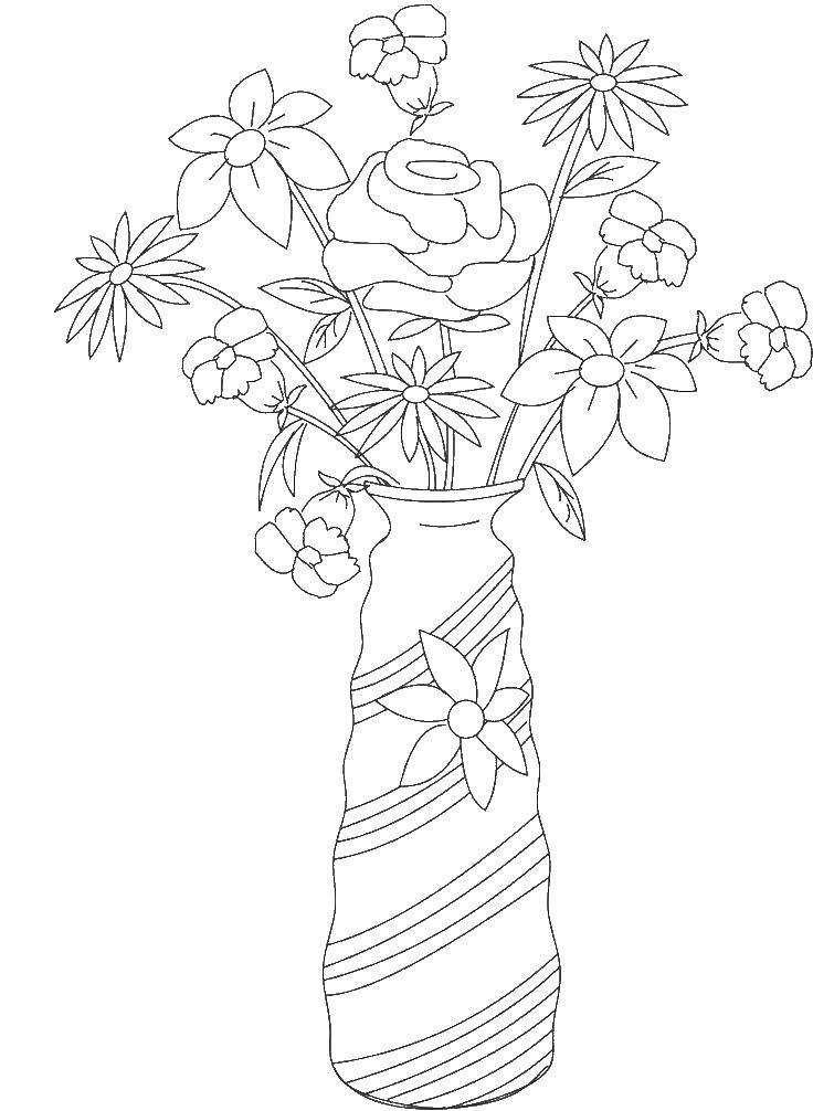 Название: Раскраска Ваза с цветами. Категория: Ваза. Теги: ваза, цветы.