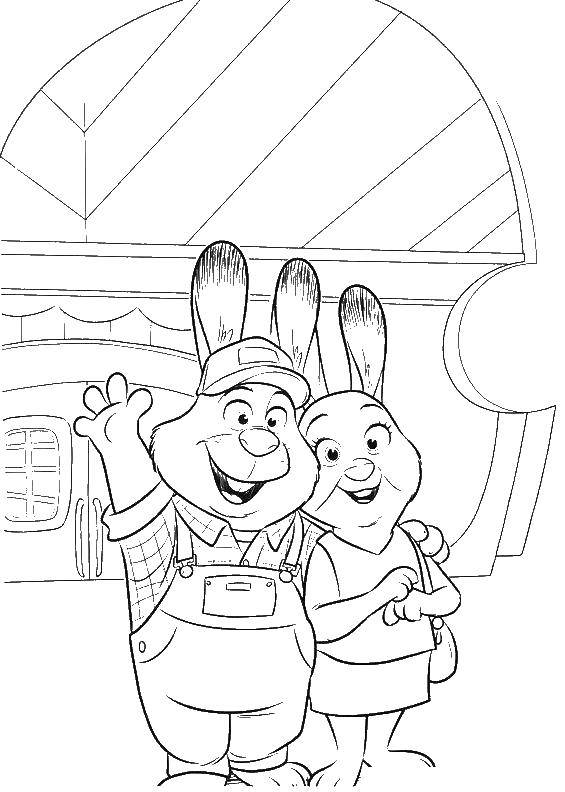 Coloring Zeropolis dad and mom Judy. rabbits. Category Zeropolis. Tags:  jackrabbits.