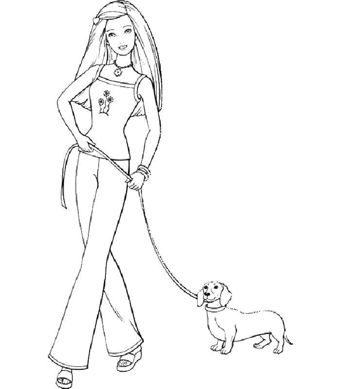 Название: Раскраска Барби и собака. Категория: принцесса. Теги: барби.