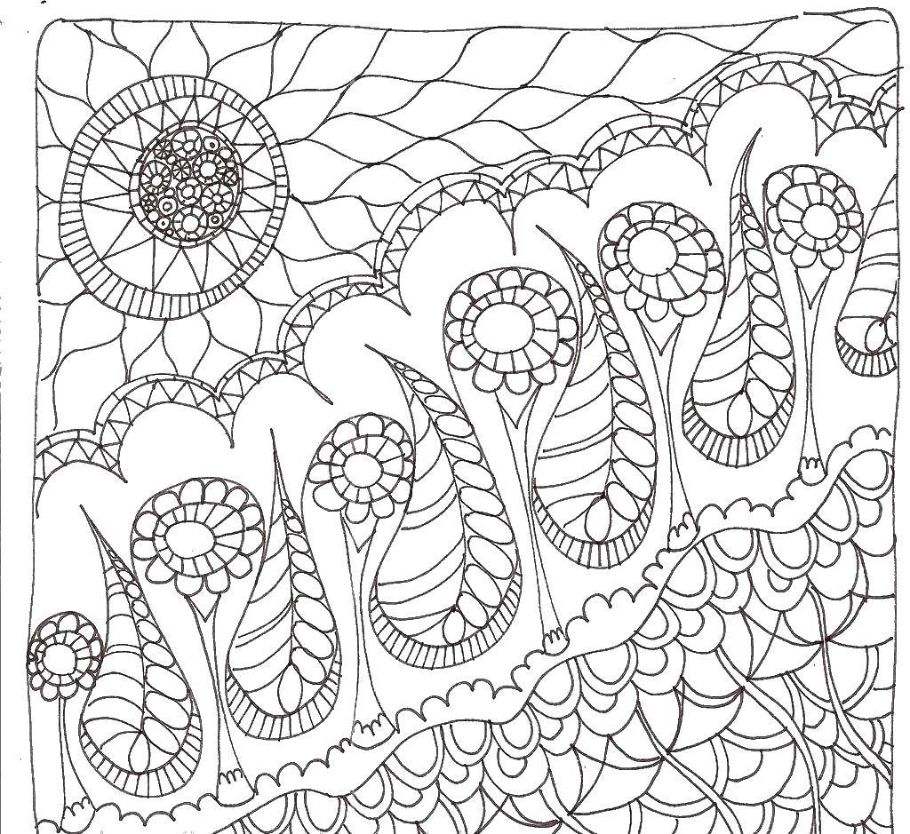 Coloring Beautiful pattern. Category Bathroom with shower. Tags:  Patterns, flower.