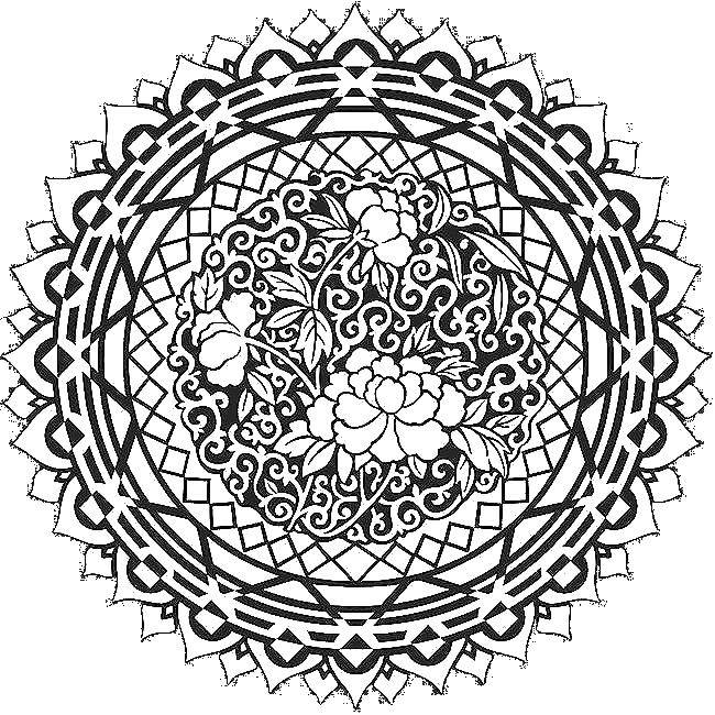 Название: Раскраска Узорный круг. Категория: Антистресс. Теги: Антистресс, цветы.